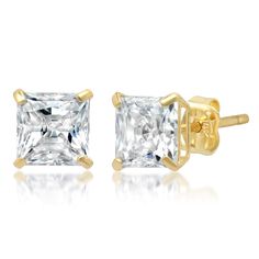 PRICES MAY VARY. 14K GOLD EARRINGS: All parts of these CZ gold earrings are solid white 14k gold and stamped with “14k”. Real 14k earrings are NOT PLATED, and will not oxidize or discolor. CZ earrings men & women can wear every day, everywhere! EARRINGS: These square earrings for men & women feature cubic zirconia stones with exceptional sparkle. Our jewelry offers the best cubic zirconia earrings for women available that will not dull over time and continue to shine! MEASUREMENT DETAILS: Each p Princess Cut Stud Earrings, Princess Cut Gold, Earrings For Men, Cubic Zirconia Earrings, Cz Stud Earrings, Cz Earrings, Zirconia Earrings, Gold Earring, Swarovski Earrings