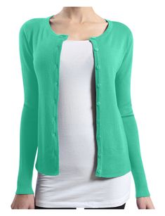 This basic round neck fine knit cardigan comes in a variety of colors and they will pair perfectly with any of your outfits. Layer it over a maxi dress for a casual day out or to the office for warmth. Feature 55% Cotton / 45% Rayon Made with a fine knit with stretch for comfort Front button down placket Ribbed band on neck line, sleeves, and bottom hem EASY CARE: Machine wash in gentle or delicate cycle only. Hand wash for best results Sizing Info x-Small- Bust: 31in Sleeve: 24in Shoulder: 13.5 Green Crew Neck Cardigan For Work, Fine Knit Cardigan, Cardigan Long Sleeve, Knitting Women Cardigan, Cardigan Long, Womens Basic, Sleeve Cardigan, Knitting Women, Large Bust