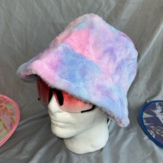 Raveluxe Bucket Hat Furry Blue, Pink And Purple Be Rave-Ready And Stylin’ In This Striking And Psychonautical Fuzzy Bucket Hat. (Sunglasses Sold Separately) Purple Bucket Hat, Fuzzy Bucket Hat, Pink And Purple, Purple Color, Pink Blue, Bucket Hat, Accessories Hats, Mens Accessories, Man Shop