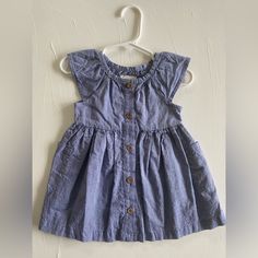 Carters, Organic Little Planet 6mo Infant Dress Jean Blue Color. Not Jean Material. Very Soft. Never Worn! Cotton Dresses With Buttons For Playtime, Casual Dresses With Buttons For Playtime, Cute Blue Dress With Buttons, Cute Blue Dresses With Buttons, Jean Material, Jeans Material, Kids' Dresses, Jeans Dress, Baby Dress