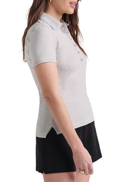 Lightweight, breathable fabric shapes this sporty polo that's perfect for keeping you comfortable and stylish on and off the course. 23" length ( size Medium) Spread collar Short sleeves 47% polyester, 45% cotton, 8% elastane Machine wash, tumble dry Made in Peru Functional Golf Tops With Polo Collar, Classic Moisture-wicking Tops For Golf, Classic Spring Polo Shirt For Golf, Sporty Collared Golf Polo Shirt, Sporty Collared Tops For Golf, Sports Polo Collar Fitted Top, Moisture-wicking Collared Polo Shirt For Athleisure, Fitted Moisture-wicking Polo Shirt, Athleisure Moisture-wicking Collared Polo Shirt