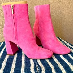 Beautiful Shade Of Pink Sam Edelman Boots! Never Worn! Spring Boots With Heel Tab, Medium Width, Spring Boots With Heel Tab And Medium Width, Pink Boots With Reinforced Block Heel, Spring Suede Boots With Almond Toe, Spring Suede Boots With Reinforced Heel, Suede Block Heel Boots For Spring, Chic Pink Boots With Reinforced Heel, Pink Block Heel Boots For Fall, Suede Boots With Reinforced Heel For Spring