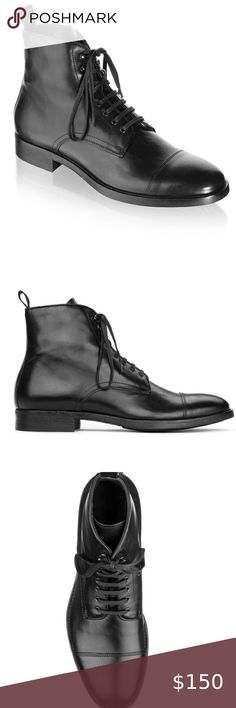 Adam Derrick black dress boots leather shoes men’s Men’s dress boots size 15 Adam Derrick To boot Newyork worn but look so fresh they only look worn a few times selling for wayyy less ❤️may not fit in ur average suit case but they are gorgeous for any event   Hands-down one of the most important boots you can own! The essential classic cap toe styling is timeless yet modern. Supple black Italian calf calfskin gives a luxurious and solid feel. Has a rubber sole for comfort and durability. Dress i Black Dress Boots, Dress Boots, So Fresh, Boots Leather, Leather Shoes Men, Spring Cleaning, Shoes Men, Dress With Boots, Leather Shoes