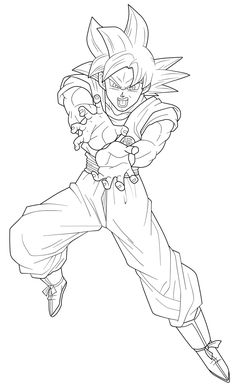 a drawing of gohan from the dragon ball game, with his arms spread out