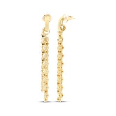 Add a touch of glamour to your attire with these dangle drop earrings. 10K yellow gold Staggered lengths of mirror chain sparkle in these flowy dangle earrings Friction backs Made in Italy Gold Layered Bracelets, Pearl Diamond Jewelry, Neil Lane Engagement Rings, Cross Jewelry Necklace, Fan Jewelry, Bezel Engagement Ring, Diamond Wedding Rings Sets, Accessories Jewelry Necklace, Layered Bracelets