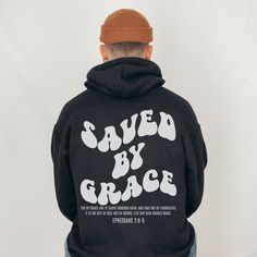 Hi welcome to Freegraceco. We make Christian based designs to glorify God and share your faith with others. This unisex heavy blend hooded sweatshirt is relaxation itself. Made with a thick blend of cotton and polyester, it feels plush, soft and warm, a perfect choice for any cold day. In the front, the spacious kangaroo pocket adds daily practicality while the hood's drawstring is the same color as the base sweater for extra style points. Note: If you would like an oversized fit, be sure to ord Inspirational Letter Print Hoodie For Streetwear, Inspirational Graphic Print Hoodie For Streetwear, Christian Clothing Brand, Glorify God, Aesthetic Christian, Christian Merch, Christian Streetwear, Christian Hoodies, Hoodie Aesthetic