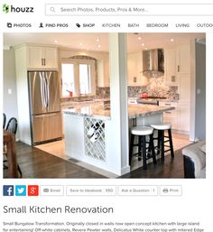 an image of a kitchen with white cabinets and marble counter tops on pinterest