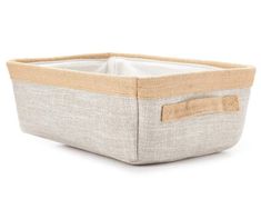 the linen storage basket is made from natural materials and has two compartments for storing items