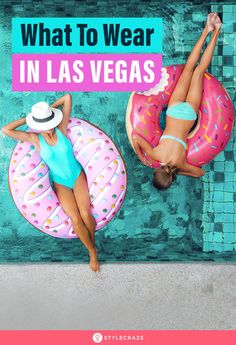 two women in swimsuits with donuts and pool floaties