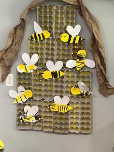 bees and honeycombs made out of egg cartons