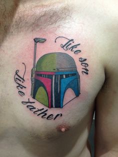 a man with a star wars tattoo on his chest