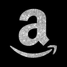 an amazon logo made out of silver sparkles on a black background with the letter s in the middle