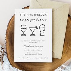 there is a card that says it's five o'clock everywhere on it