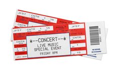 two concert tickets on white background with space for your text stock photo image and royalty