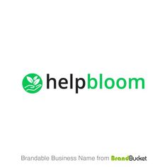 the logo for help bloom is shown in green and black letters on a white background