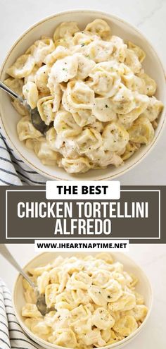 the best chicken tortellini alfredo in a bowl