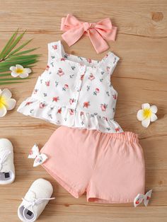 Multicolor Dulce Collar sin mangas Poliéster Floral  Embellished No-Elástico Verano Ropa de Bebé Baby Tops Design, Baby Clothes Girl, Cute Baby Dresses Summer, Girl Baby Top Design, Baby Girl Tops Design, Summer Baby Clothes Girl, Baby Girl Frocks Summer, Baby Girls Top, Baby Girl Summer Dresses