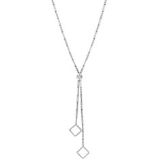 The beauty of this necklace lies in its clean lines and the subtle movement of the sparkling diamond geometric drops. The glittering diamond and white gold links are flexible and fall in a striking and sophisticated line to the tilted cube-shaped terminations. The length of the pendant sections can be adjusted so that they sit as desired against the chest. Necklace Length 40 cm plus pendant length 8 cm 78 x Round Brilliant Cut diamonds approximate total weight 0.65 carats, assessed colour H/I, A