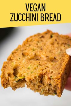 Super easy and moist vegan zucchini bread! Add in nuts or chocolate chips for extra deliciousness. No need to squeeze out excess liquid from the zucchini with this recipe. Yeast Free Breads, Vegan Egg Substitute, Vegan Bread Recipe, Zucchini Bread Recipe, Dairy Free Snacks, Vegan Baked