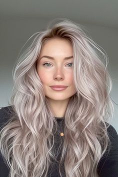 hair colour layers Smoky Gray Hair Color, Hair Colors For Soft Summer, Gray Blonde Hair Balayage, Smoky Hair Color, Silver Toned Blonde Hair, Silver Dyed Hair, Cool Toned Hair Color, Silver Balayage Hair, Silver Blonde Balayage