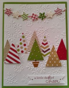 a card with christmas trees on it