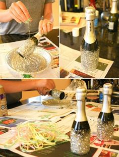 a collage of photos showing how to use wine corks as garnishes