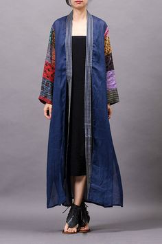 #cardigan #outerwear #ethnic Summer Patchwork Cardigan, Cotton Patchwork Cardigan, Long Patchwork Cardigan For Layering, Spring V-neck Patchwork Cardigan, Spring Open Front Patchwork Cardigan, Long Patchwork Summer Outerwear, Summer Long Patchwork Outerwear, Multicolor V-neck Kimono For Fall, Blue Bohemian V-neck Outerwear