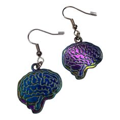 Make everyone around you envious with these chic and stylish Brain Dangle Earrings! Crafted with stainless steel for a modern look, these earrings come with your choice of gold or silver hook finishes. Wear them and show off your brain power in a flash! Size of Brain: 0.85” x 0.89” Brain charm: stainless steel metal with iridescent coating Hardware: stainless steel with silver or gold coating Trendy Hypoallergenic Metal Plug Earrings, Hypoallergenic Surgical Steel Earrings, Health Planner, Brain Power, Emergency Kit, Gold Earrings Dangle, Silver Earrings Dangle, Your Brain, Steel Metal