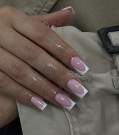 Purple Minimalist, French Tip Nail Designs, Girly Acrylic Nails, French Tip Acrylic Nails, Nails Only, White French, Pink Acrylic Nails, Luxury Nails