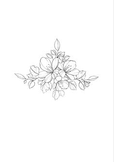 a line drawing of flowers on a white background