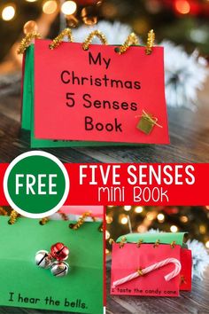 5 Senses Touch Preschool, Christmas Book And Craft Preschool, Gingerbread Five Senses, 5 Senses Chart Preschool, 5 Senses Of Christmas, Gingerbread 5 Senses, Christmas 5 Senses Book, Christmas Senses Activities, 5 Senses Christmas Preschool