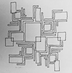 black and white drawing of square shapes on paper