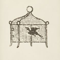 a drawing of a bird in a crib