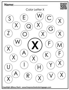 the color letter x worksheet for children to practice their handwriting and writing skills