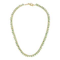 From our Riviera Collection, The Shoreline Necklace can be layered or stand on its own beautifully on the neck. This piece will stand out from afar. Hand crafted in rich 18K yellow gold and features 11.46 carats of pear shaped emeralds. Gem Engagement Rings, Diamond Guide, Cuff Rings, Ring Necklace, Pear Shaped, Gold Finish, Anklets, Timeless Elegance, Cuff Bracelets