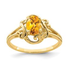 14K Yellow Gold 7x5mm Oval Citrine ring November Stone, November Birthstone Jewelry, November Birthstone Ring, Yellow Rings, Womens Rings Fashion, Gold Bracelet For Women, Citrine Stone, Citrine Ring, Gold Necklace Women