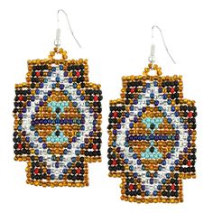 Trendy and tribal-inspired, the Mayan Pyramid Beaded Earrings make a bold statement. Perfect for pairing with summer whites or denim for a great boho look. Made by women artisans of La Casa in Guatemala. Glass beads, cotton thread, & silver-tone base metal French hook 2.5" H x 1.25" W(3.1 x 6.6 cm) Handmade in & fairly traded from Guatemala Paw Print Jewelry, Spirit Clothing, Fair Trade Clothing, Ribbon Jewelry, Fair Trade Jewelry, Printed Jewelry, Sleep And Loungewear, Boho Look, Women Artisans