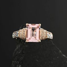 Discover the elegance of this certified Luxoro AAA Pink Morganite ring, featuring 2.75ctw of exquisite stones. The stunning emerald-cut Pink Morganite is beautifully complemented by Santa Maria Aquamarines and sparkling G-H I2 Diamonds. Set in luxurious 10K Rose Gold, this ring is a perfect blend of soft hues and timeless luxury. Pink Morganite Ring, Emerald Cut Engagement Ring, Emerald Cut Engagement, Tanzanite Diamond, Emerald Engagement Ring Cut, Pink Morganite, Timeless Luxury, Morganite Ring, Gold Chain Jewelry