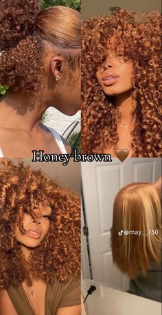 Two Tone Hairstyles Black Women, Hair Dye Colors On Black Women, Hair Dye Ideas Black Women Dark Skin, How To Get Loose Curls With 4c Hair, Short Hairstyle Women Black Woman Color, Dyed Natural Hair Colors, Hair Color Idea Black Women, Ginger Hair Blonde Highlights Black Women, Honey Blond Hairstyles