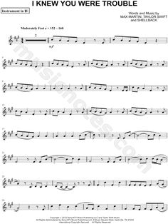 i knew you were trouble sheet music