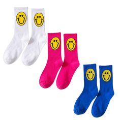 Smiley Face Women's Fashion Crew Socks Part of The Kindness Collection. $1.00 from every item sold is donated to our featured nonprofit. Click here for our current Kindness Collection nonprofit partner information. Add some cheer to your sock collection today with the Smiley Face Women's Fashion Crew Socks! With their vibrant colors and playful design, these socks are sure to bring a smile to your face every time you put them on. You'll love the way they look and feel, and you'll feel good knowi Trendy Cheap Letter Print Socks, Trendy Cheap Socks With Letter Print, Cheap Trendy Socks With Letter Print, Sock Collection, Happy Face, Smiley Face, Playful Design, Gifts For Teens, A Smile