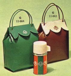 two bags and a bottle are shown in this advertisement for the bag company, which has been