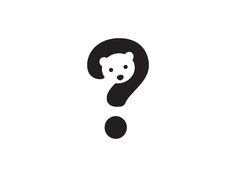 a black and white question mark with a bear