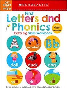 First Letters and Phonics Get Ready for Pre-K Workbook: Scholastic Early Learners (Extra Big Skills Workbook)-Books-Simply Blessed Children's Boutique Completion Certificate, Kid Friendly Activities, Interactive Book, Learning Numbers, Letter Recognition, Preschool Classroom, Letter Sounds, Kindergarten Activities, Early Learning