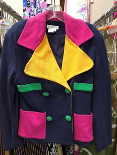 1980s Vintage ANN TAYLOR Color Blocked Jacket Color Blocked BLAZER Size 6 Cotton Jacket Acetate Lining Made in Hong Kong Oc Outfits, Color Block Jacket, 1980s Vintage, Cotton Jacket, Yule, Aesthetic Clothes, Ann Taylor, Hong Kong, Color Block