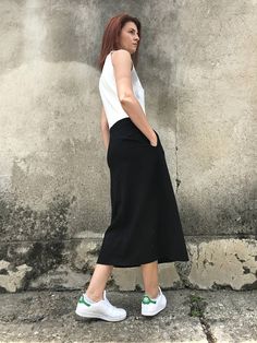 Linen Dress, Casual Dress, Party Dress, Monochrome Dress, Black White Dress, A Line Dress, Sleeveles Chic Black Sleeveless Cotton Dress, Modern Black Cotton Dresses, White Dress A Line, Linen Dress Casual, Casual Dress Party, Monochrome Dress, Black White Dress, Line Dress, Dress Midi