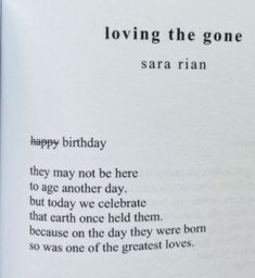 an open book with the words loving the gonee sara rain written in black on it