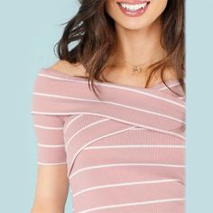 This sweet but sassy top is sure to be a new fave in your wardrobe. Featuring a lovely striped pattern, an off-the-shoulder style with a fitted feel. This top pairs perfectly with pants, jeans, shorts, skirts and leggings. Made with a rayon, polyester and spandex blend for comfort and style. Trendy Fitted Pink Off-shoulder Top, Trendy Pink Fitted Off-shoulder Top, Striped Off-shoulder Fitted Top, Striped Fitted Off-shoulder Top, Fitted Striped Off-shoulder Top, Casual Pink Off-shoulder Top For Spring, Striped Off-shoulder Top For Spring, Shorts Skirts, Pants Jeans