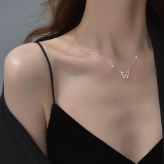 Butterfly Necklace MK18600 length：21-50CM+10CM Butterfly Chain Necklace, قلادات متدلية, Butterfly Necklace Gold, Romantic Necklace, Birthday Inspo, Butterfly Pendant Necklace, Butterfly Jewelry, Butterfly Shape, Dream Body