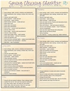 the spring cleaning checklist is shown in this printable version, with instructions to help you